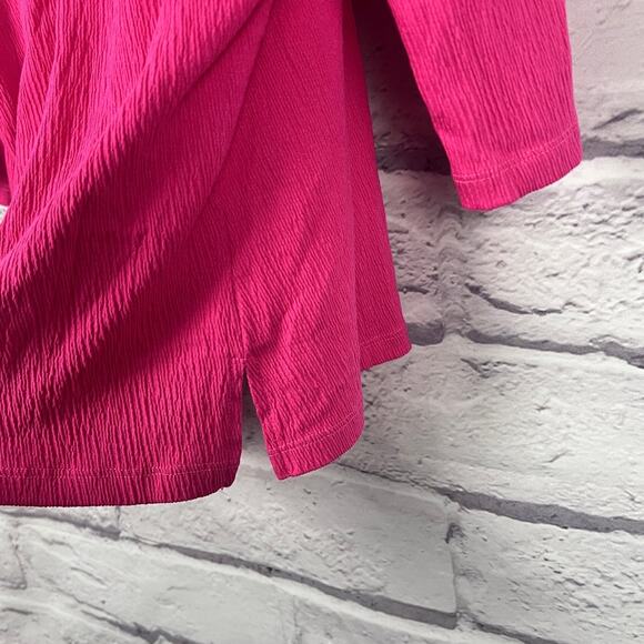 Belle by Kim Gravel Womens L Barbiecore Preppy Colorful Half Zip Tunic Top Pink - Picture 6 of 12